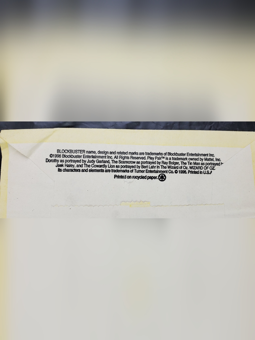 Blockbuster Vintage 1998 Play Pak Wizard of Oz Collector Trvia Paper Bag - GUC - Picture 3 of 6